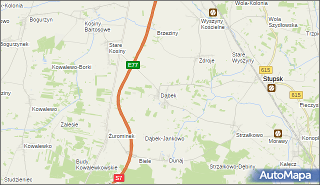 mapa Dąbek gmina Stupsk, Dąbek gmina Stupsk na mapie Targeo