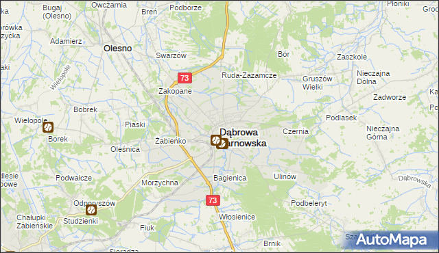 mapa Dąbrowa Tarnowska, Dąbrowa Tarnowska na mapie Targeo