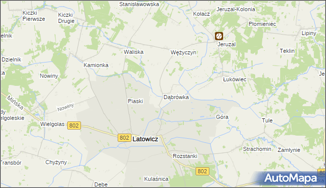 mapa Dąbrówka gmina Latowicz, Dąbrówka gmina Latowicz na mapie Targeo