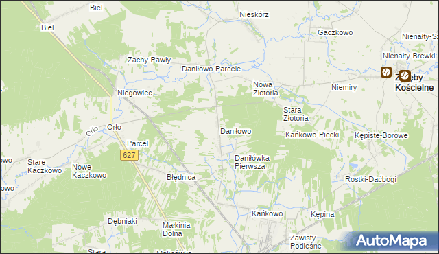 mapa Daniłowo gmina Małkinia Górna, Daniłowo gmina Małkinia Górna na mapie Targeo