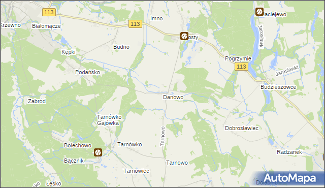 mapa Danowo gmina Goleniów, Danowo gmina Goleniów na mapie Targeo