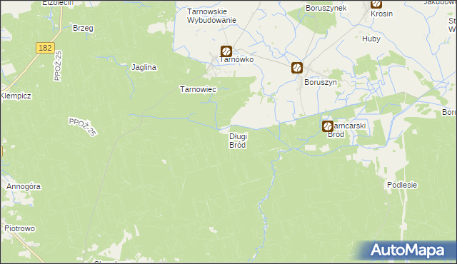 mapa Długi Bród gmina Połajewo, Długi Bród gmina Połajewo na mapie Targeo