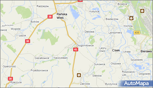 mapa Długomiłowice, Długomiłowice na mapie Targeo
