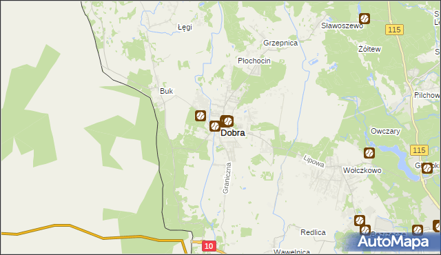 mapa Dobra gmina Dobra (Szczecińska), Dobra gmina Dobra (Szczecińska) na mapie Targeo