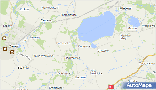 mapa Domanice gmina Mietków, Domanice gmina Mietków na mapie Targeo