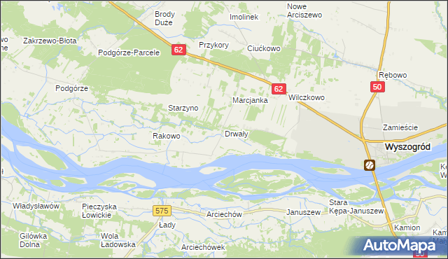 mapa Drwały gmina Wyszogród, Drwały gmina Wyszogród na mapie Targeo