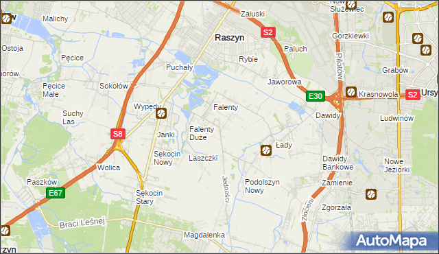 mapa Falenty Nowe, Falenty Nowe na mapie Targeo