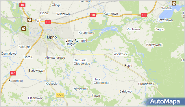 mapa Głodowo gmina Lipno, Głodowo gmina Lipno na mapie Targeo