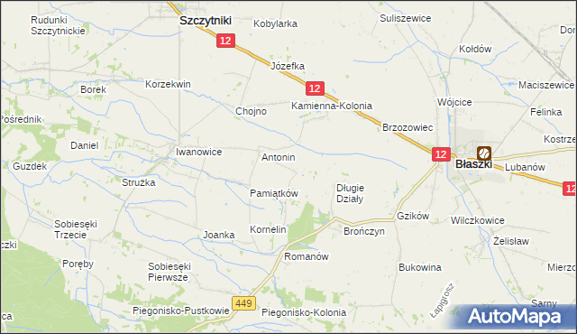 mapa Główczyn gmina Szczytniki, Główczyn gmina Szczytniki na mapie Targeo