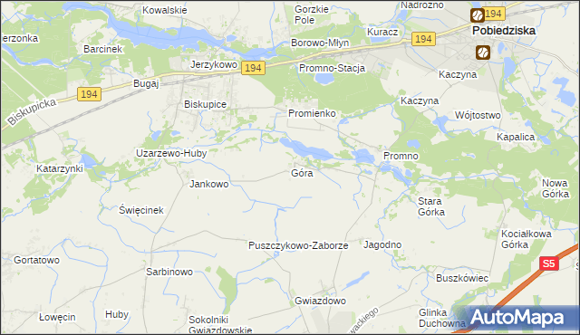 mapa Góra gmina Pobiedziska, Góra gmina Pobiedziska na mapie Targeo