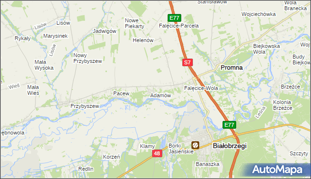 mapa Góry gmina Promna, Góry gmina Promna na mapie Targeo