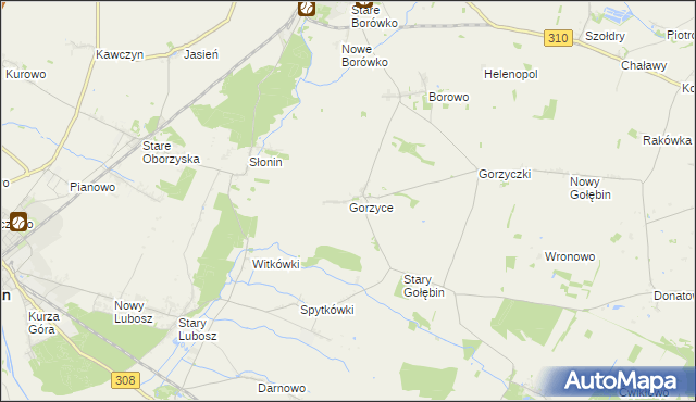 mapa Gorzyce gmina Czempiń, Gorzyce gmina Czempiń na mapie Targeo
