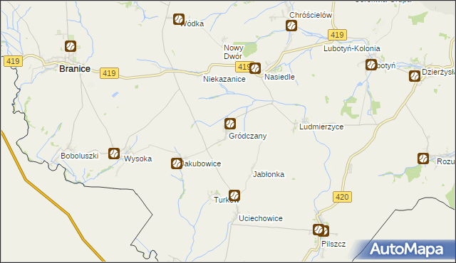 mapa Gródczany, Gródczany na mapie Targeo