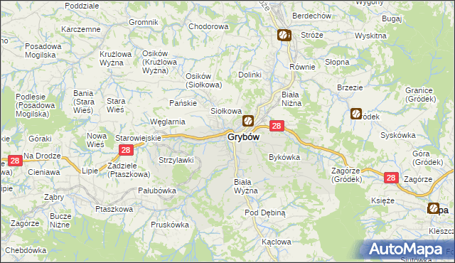 mapa Grybów, Grybów na mapie Targeo