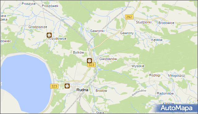 mapa Gwizdanów, Gwizdanów na mapie Targeo