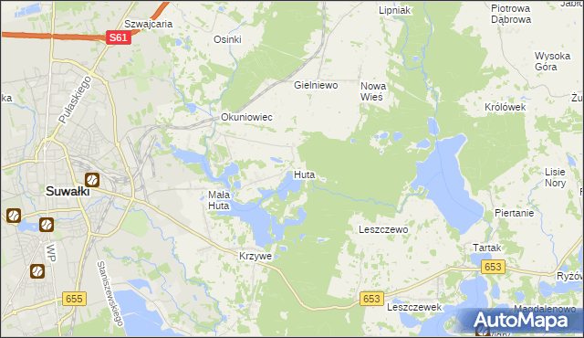mapa Huta gmina Suwałki, Huta gmina Suwałki na mapie Targeo