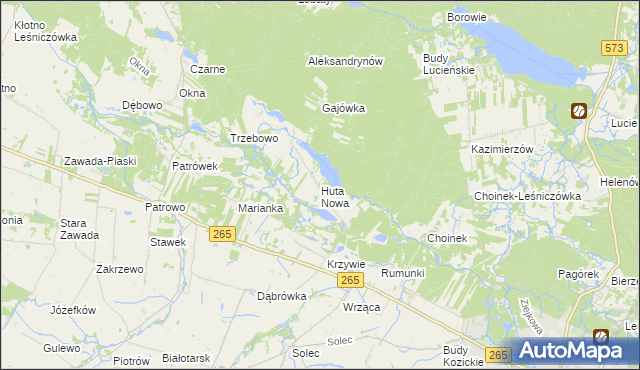 mapa Huta Nowa gmina Gostynin, Huta Nowa gmina Gostynin na mapie Targeo