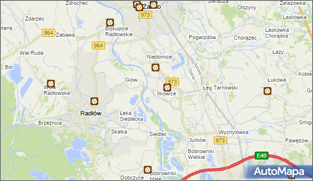 mapa Ilkowice gmina Żabno, Ilkowice gmina Żabno na mapie Targeo