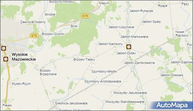 mapa Jabłoń-Kikolskie, Jabłoń-Kikolskie na mapie Targeo