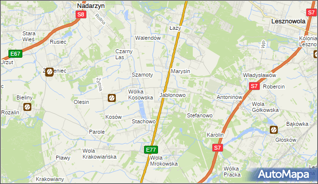 mapa Jabłonowo gmina Lesznowola, Jabłonowo gmina Lesznowola na mapie Targeo