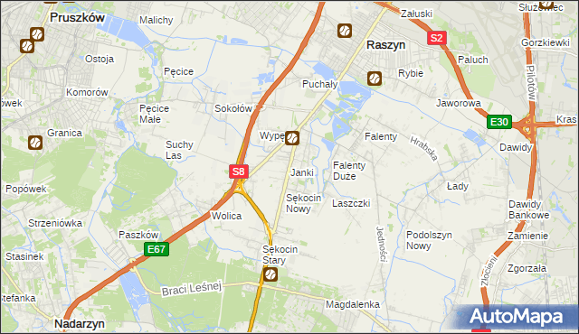 mapa Janki gmina Raszyn, Janki gmina Raszyn na mapie Targeo