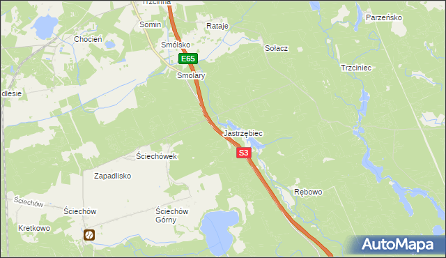 mapa Jastrzębiec gmina Lubiszyn, Jastrzębiec gmina Lubiszyn na mapie Targeo