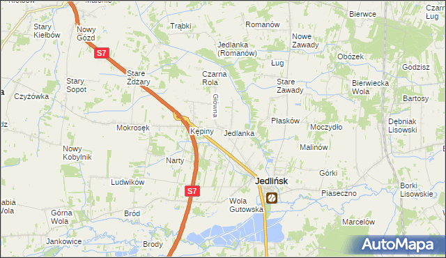 mapa Jedlanka gmina Jedlińsk, Jedlanka gmina Jedlińsk na mapie Targeo