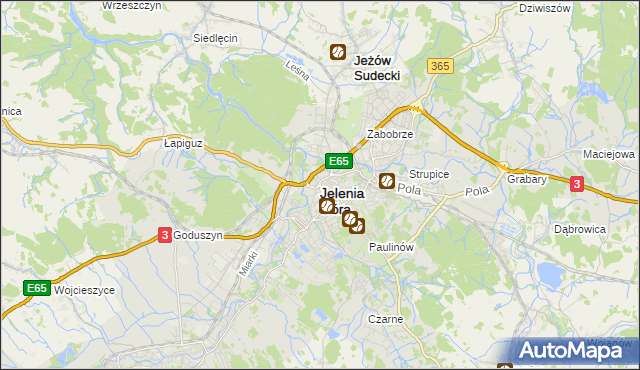 mapa Jelenia Góra, Jelenia Góra na mapie Targeo