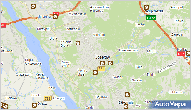 mapa Józefów powiat otwocki, Józefów powiat otwocki na mapie Targeo