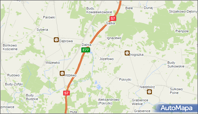 mapa Józefowo gmina Strzegowo, Józefowo gmina Strzegowo na mapie Targeo