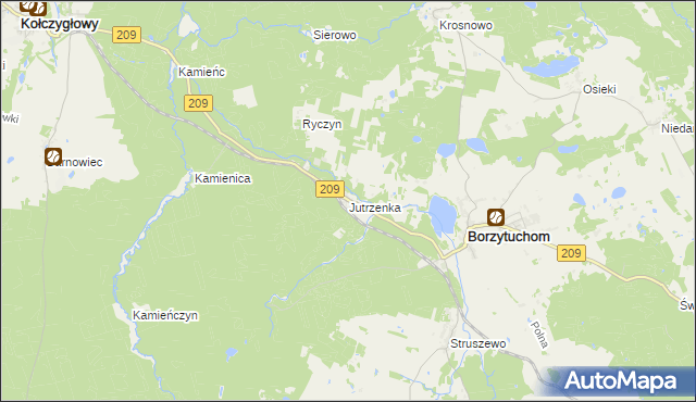 mapa Jutrzenka gmina Borzytuchom, Jutrzenka gmina Borzytuchom na mapie Targeo