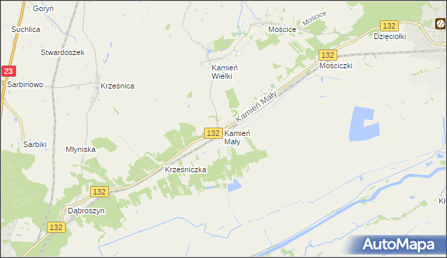 mapa Kamień Mały gmina Witnica, Kamień Mały gmina Witnica na mapie Targeo