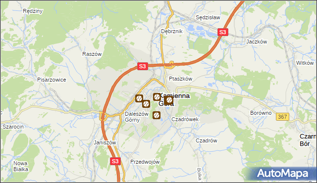 mapa Kamienna Góra, Kamienna Góra na mapie Targeo