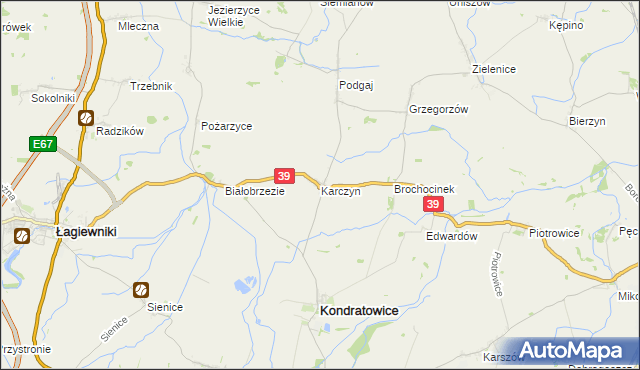 mapa Karczyn gmina Kondratowice, Karczyn gmina Kondratowice na mapie Targeo