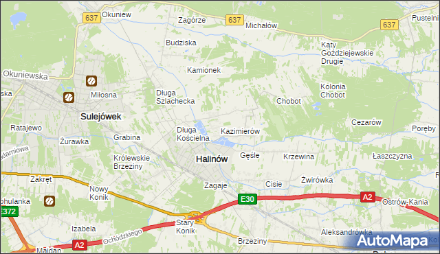 mapa Kazimierów gmina Halinów, Kazimierów gmina Halinów na mapie Targeo