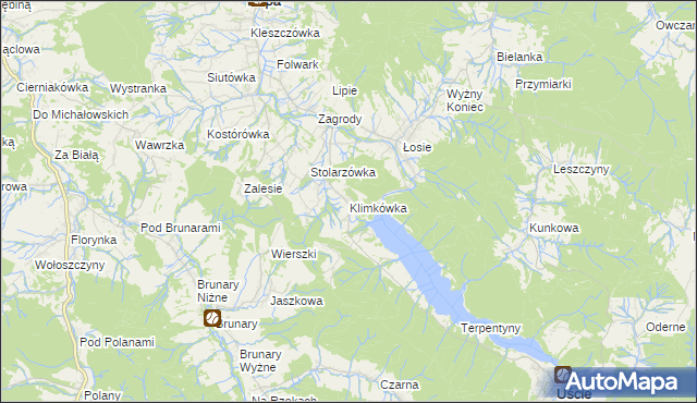 mapa Klimkówka gmina Ropa, Klimkówka gmina Ropa na mapie Targeo