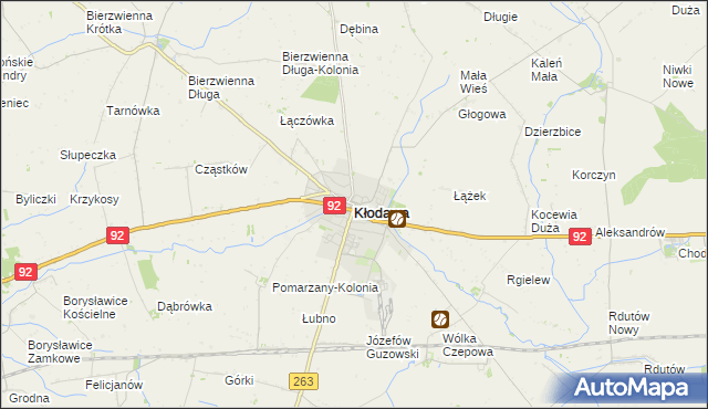 mapa Kłodawa powiat kolski, Kłodawa powiat kolski na mapie Targeo