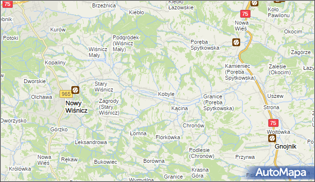 mapa Kobyle gmina Nowy Wiśnicz, Kobyle gmina Nowy Wiśnicz na mapie Targeo