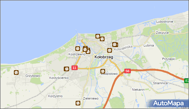 mapa Kołobrzegu, Kołobrzeg na mapie Targeo