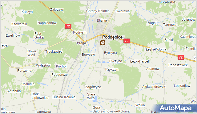 mapa Kolonia Byczyna, Kolonia Byczyna na mapie Targeo