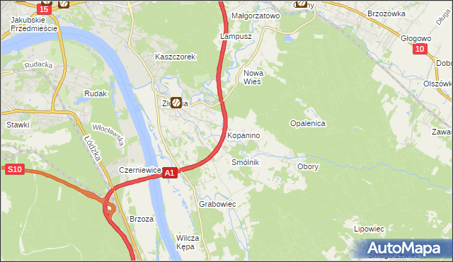 mapa Kopanino gmina Lubicz, Kopanino gmina Lubicz na mapie Targeo