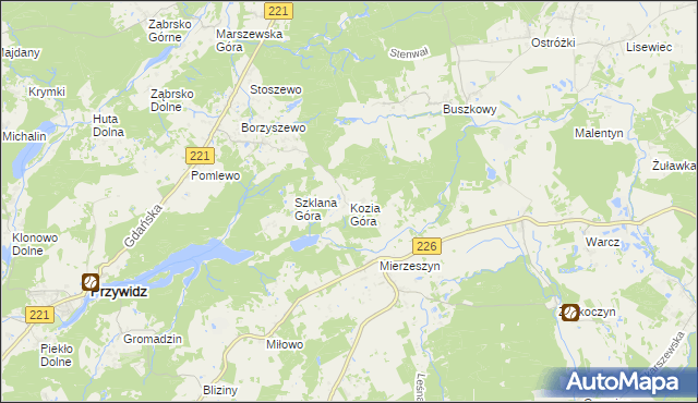 mapa Kozia Góra gmina Przywidz, Kozia Góra gmina Przywidz na mapie Targeo