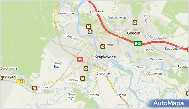 mapa Krapkowice, Krapkowice na mapie Targeo