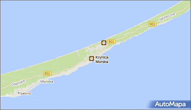 mapa Krynica Morska, Krynica Morska na mapie Targeo