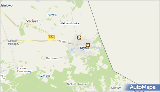 mapa Krynki powiat sokólski, Krynki powiat sokólski na mapie Targeo