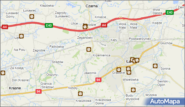 mapa Krzemienica gmina Czarna, Krzemienica gmina Czarna na mapie Targeo