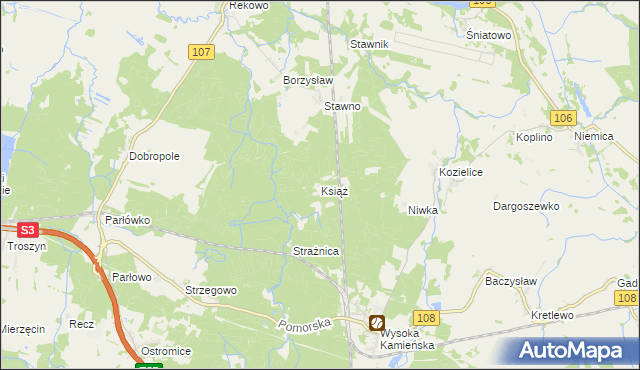 mapa Książ gmina Golczewo, Książ gmina Golczewo na mapie Targeo