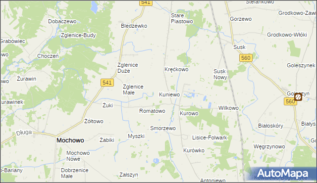 mapa Kuniewo, Kuniewo na mapie Targeo