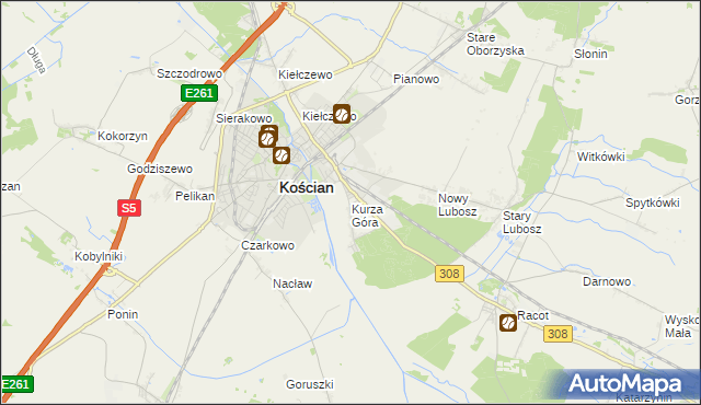 mapa Kurza Góra, Kurza Góra na mapie Targeo