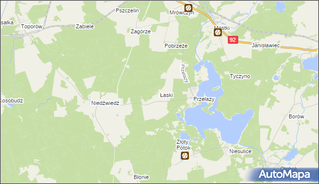 mapa Łaski gmina Lubrza, Łaski gmina Lubrza na mapie Targeo